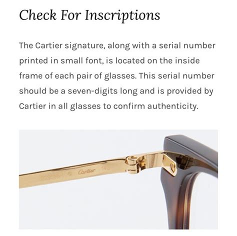 cartier glasses serial number check.